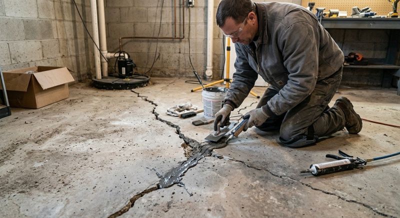 Cracked Basement Floor Repair in Stark County, OH