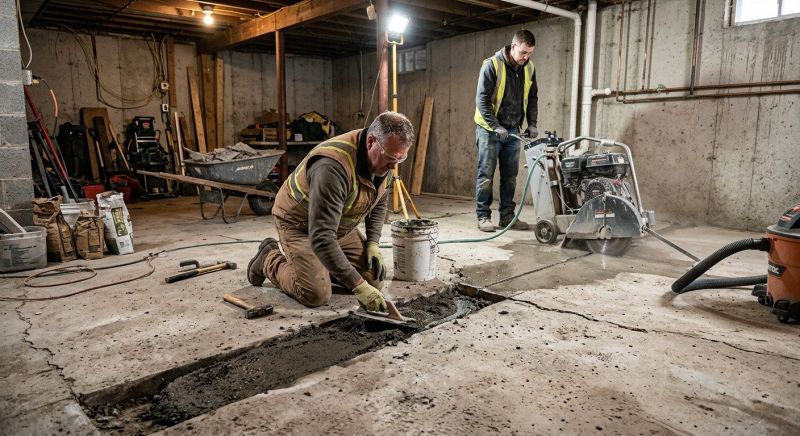 Cracked Basement Floor Repair in Stark County, OH